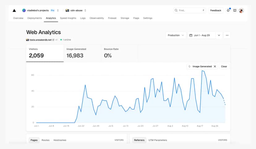 Website usage since starting the project