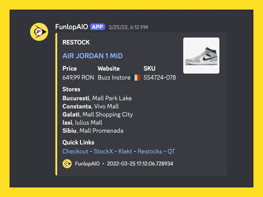 Example notification with a new in-store release