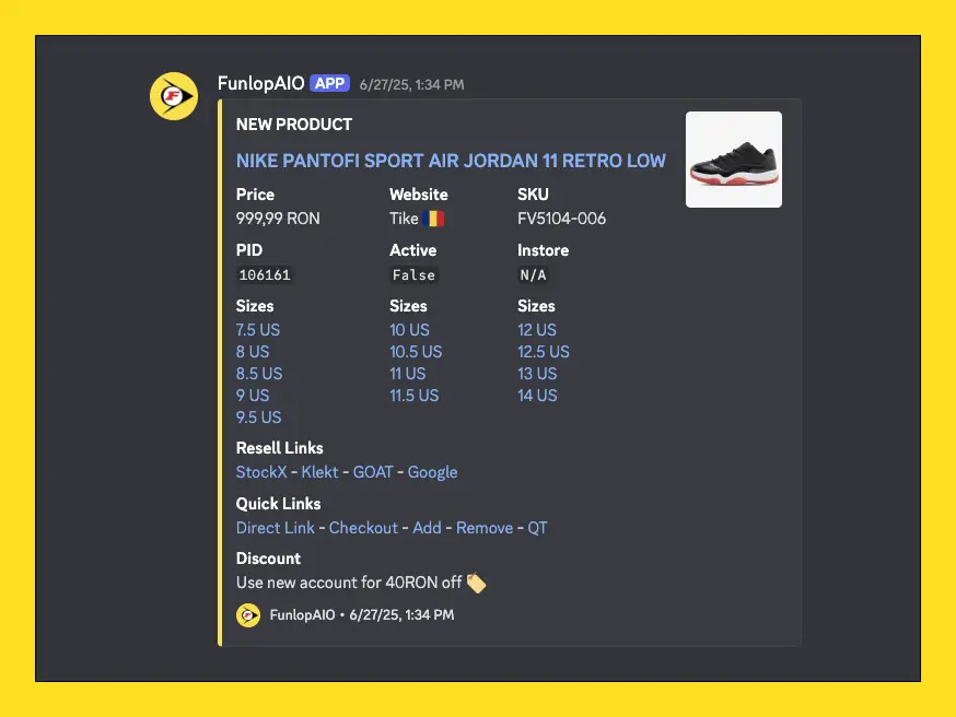 Example notification with a new upcoming release